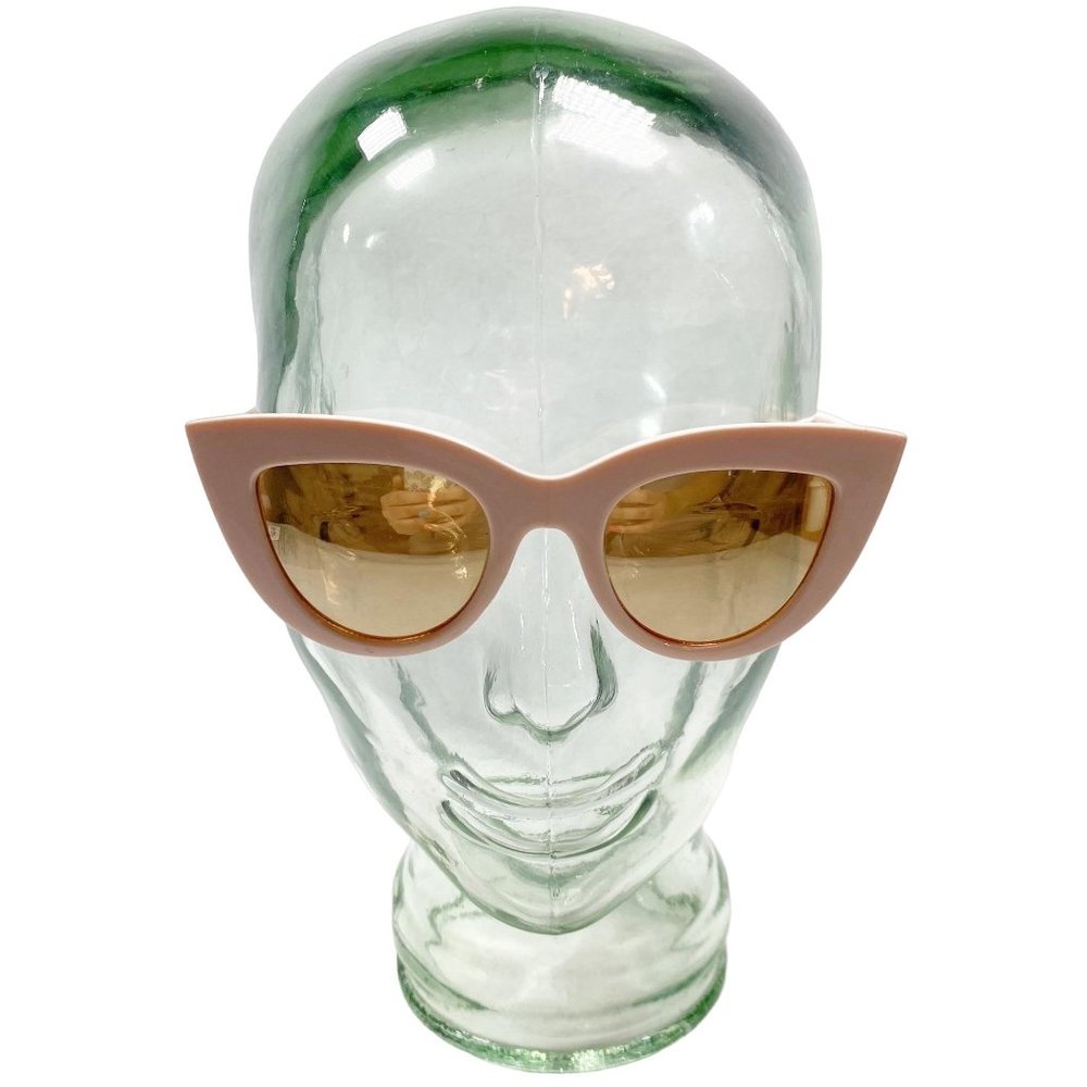 CaliBlue Pastel Pink Cat-Eye Gold Reflective Sunglasses
